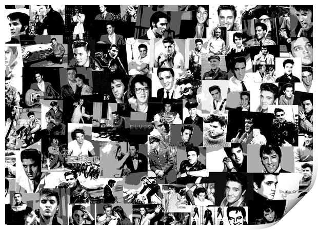 Elvis presley collage Print by chris smith