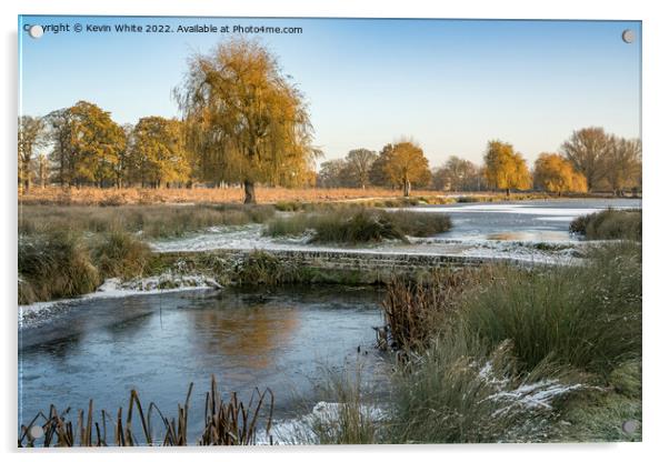Frozen landscape of Bushy Park ponds Acrylic by Kevin White