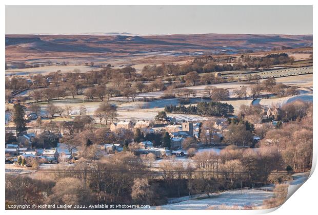Frosty Romaldkirk, Teesdale from Folly Top Print by Richard Laidler