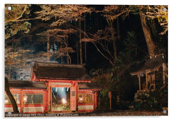 Night view of Japanese shrine Acrylic by Sanga Park