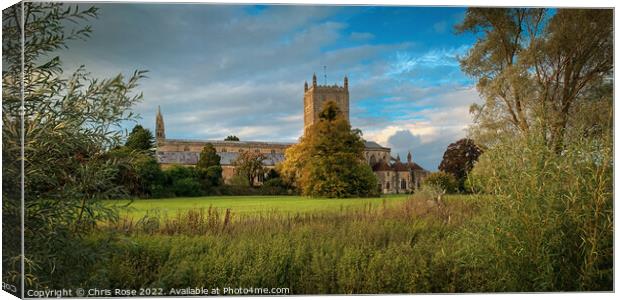 Tewkesbury Abbey on a beautiful October afternoon Canvas Print by Chris Rose