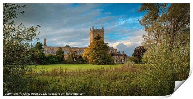 Tewkesbury Abbey on a beautiful October afternoon Print by Chris Rose