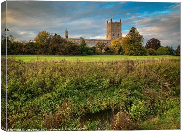 Tewkesbury Abbey on a beautiful October afternoon Canvas Print by Chris Rose