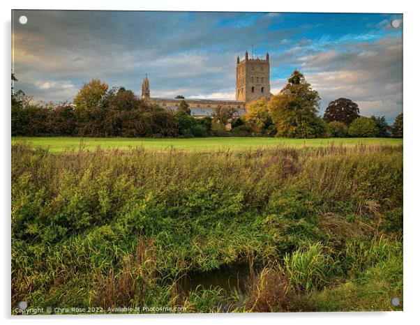 Tewkesbury Abbey on a beautiful October afternoon Acrylic by Chris Rose