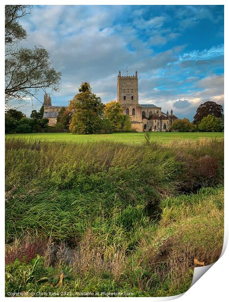 Tewkesbury Abbey on a beautiful October afternoon Print by Chris Rose