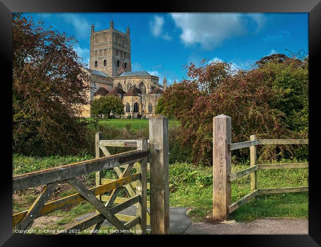 Tewkesbury Abbey on a beautiful October afternoon Framed Print by Chris Rose