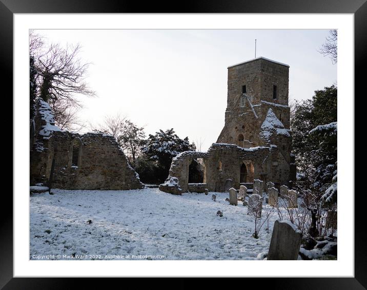 Old St Helen's in the Snow. Framed Mounted Print by Mark Ward