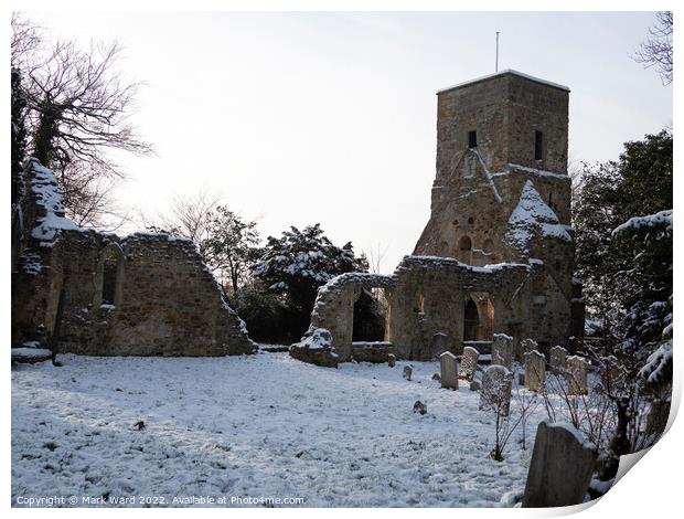 Old St Helen's in the Snow. Print by Mark Ward