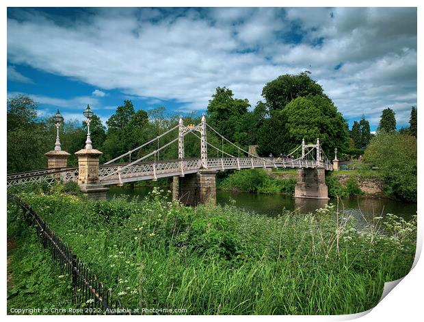 Victoria Bridge across the River Wye in Hereford Print by Chris Rose