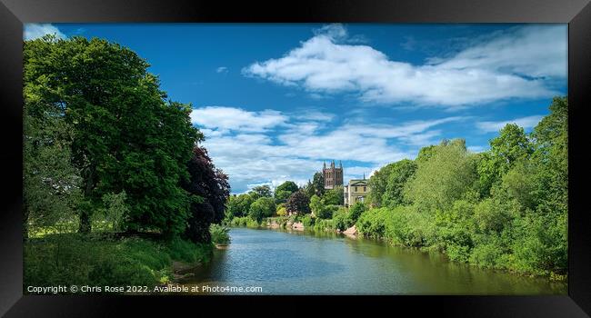 River Wye and Hereford Cathedral Framed Print by Chris Rose