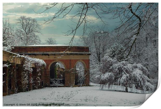 The Valley Gardens' Snow-covered Architecture and Trees in Harrogate. Print by Steve Gill