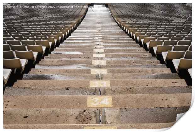 Detail of the empty stands of a large sports stadium, without at Print by Joaquin Corbalan