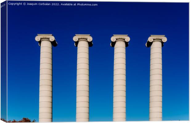 The four columns of Barcelona, in Montjuic, symbol of Catalanism Canvas Print by Joaquin Corbalan