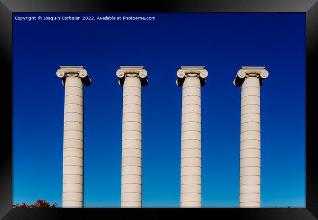 The four columns of Barcelona, in Montjuic, symbol of Catalanism Framed Print by Joaquin Corbalan