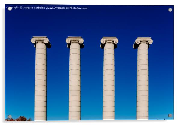 The four columns of Barcelona, in Montjuic, symbol of Catalanism Acrylic by Joaquin Corbalan