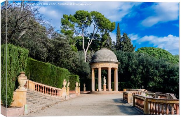 Cozy Mediterranean neoclassical style garden, with a romantic ai Canvas Print by Joaquin Corbalan