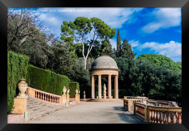 Cozy Mediterranean neoclassical style garden, with a romantic ai Framed Print by Joaquin Corbalan