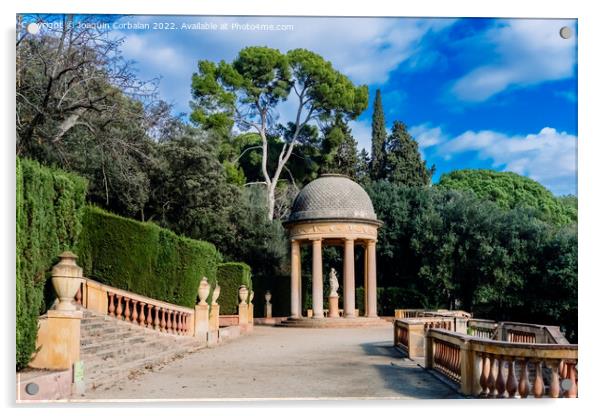 Cozy Mediterranean neoclassical style garden, with a romantic ai Acrylic by Joaquin Corbalan