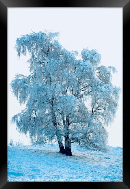 Frosted Tree Framed Print by Simon Johnson