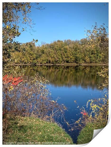 Mesmerizing Autumn River Scene Print by Deanne Flouton