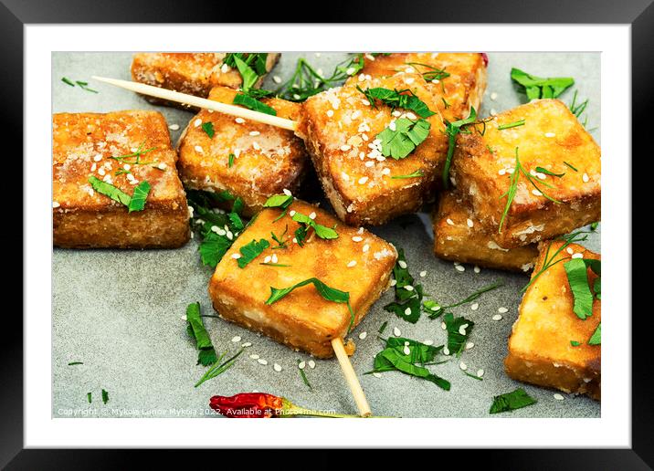 Delicious fried tofu cheese on sticks Framed Mounted Print by Mykola Lunov Mykola