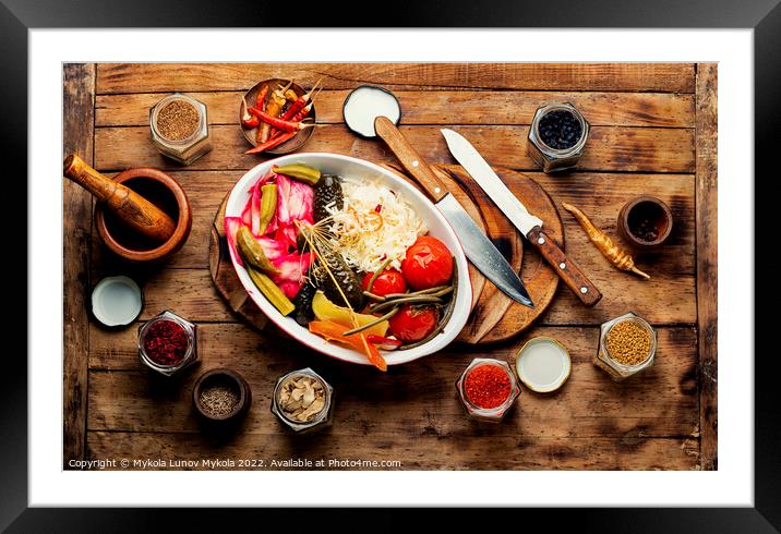 Delicious homemade pickles, marinated vegetables Framed Mounted Print by Mykola Lunov Mykola