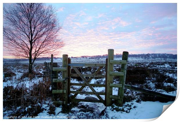 Gardoms edge in Winter, Derbyshire Print by john hill