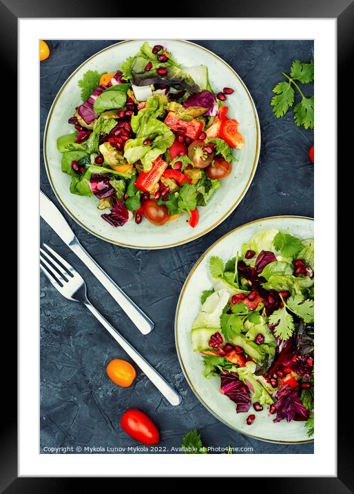 Salad of fresh vegetables and lettuce. Framed Mounted Print by Mykola Lunov Mykola