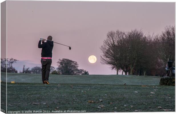 Teeing off with the Moon Canvas Print by David Morton