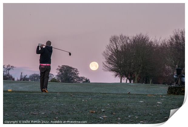 Teeing off with the Moon Print by David Morton