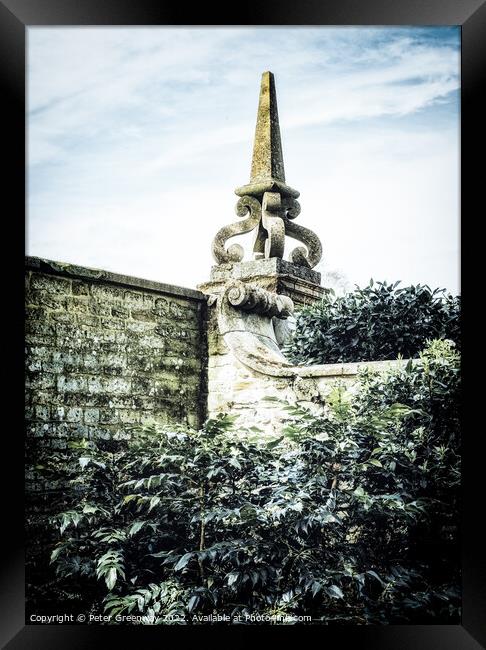 Pinnacle On Top of A Corner Of A Wall In The Garde Framed Print by Peter Greenway