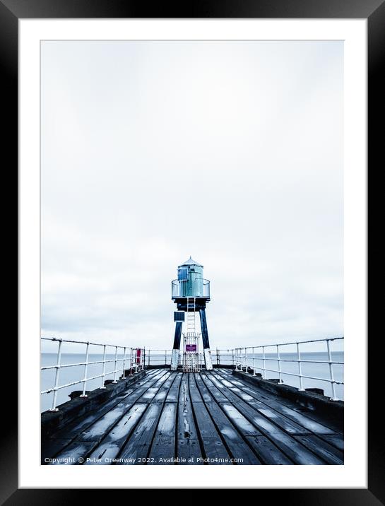 The Green Shipping Light House At The End Of The P Framed Mounted Print by Peter Greenway