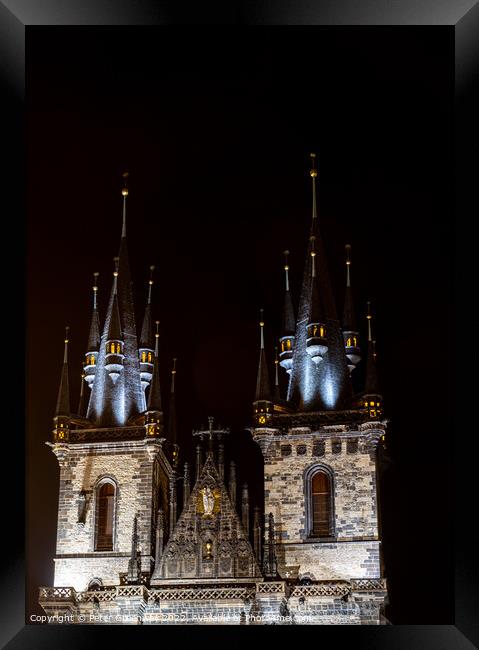 The Double Spires Of The Church of Our Lady Before Tyn In Old To Framed Print by Peter Greenway