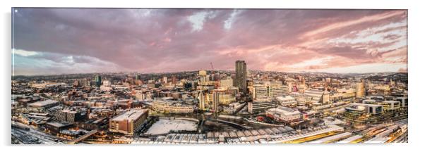 Sheffield Skyline Sunset Acrylic by Apollo Aerial Photography
