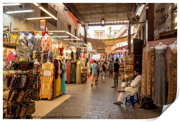 The old spice souk in downtown Dubai Print by Chris North