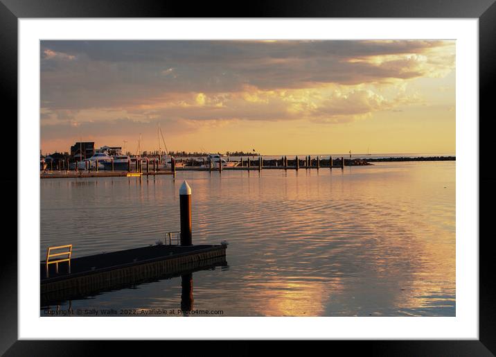 Sunset on Adelaide Yacht Harbour Framed Mounted Print by Sally Wallis