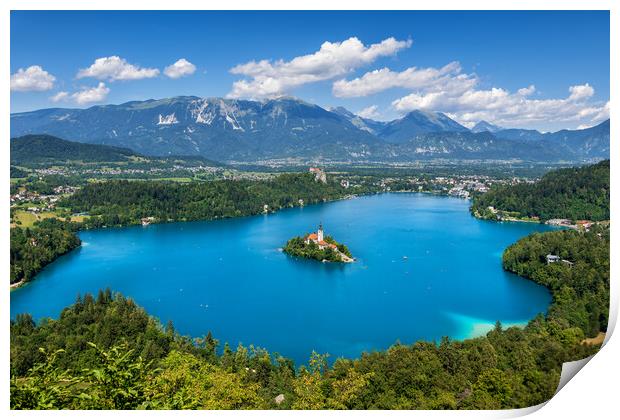 Lake Bled Landscape In Slovenia Print by Artur Bogacki