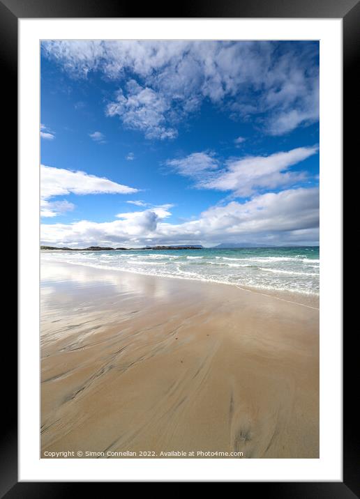Camusdarach Beach looking over Eigg Framed Mounted Print by Simon Connellan