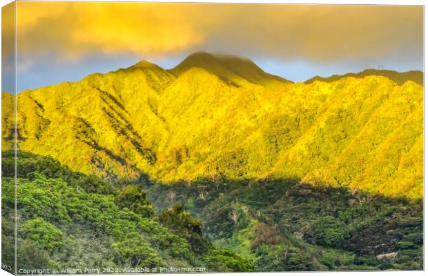 Colorful Sunset Manoa Valley Tantalus Lookout Honolulu Hawaii Canvas Print by William Perry