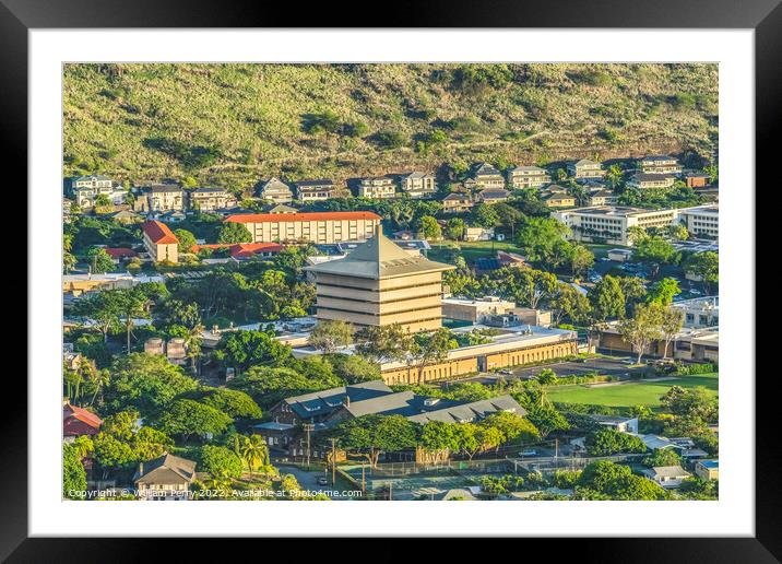 East West Center Manoa Valley Tantalus Lookout Honolulu Hawaii Framed Mounted Print by William Perry