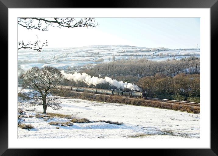 Steam and snow at Irwell Vale. Framed Mounted Print by David Birchall