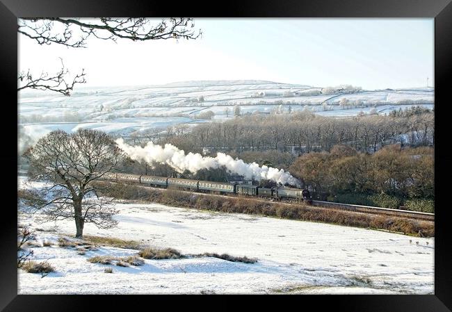 Steam and snow at Irwell Vale. Framed Print by David Birchall