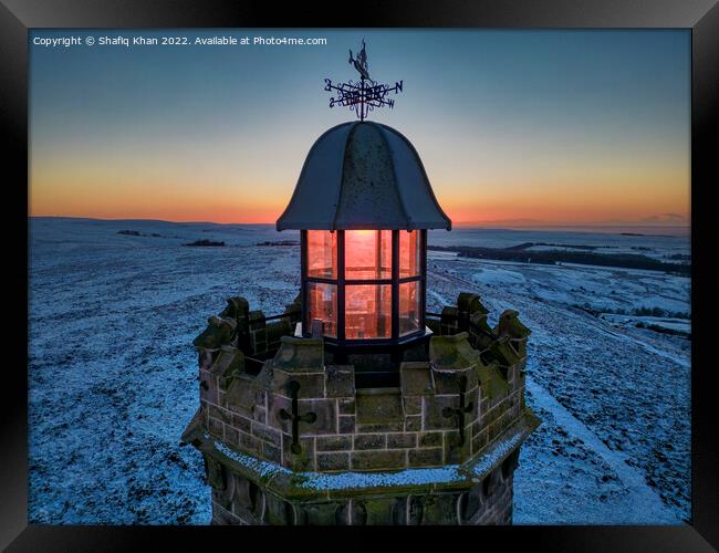 Winter Sunset at Darwen Tower, Lancashire Framed Print by Shafiq Khan