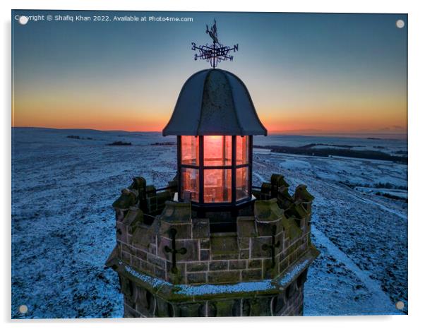 Winter Sunset at Darwen Tower, Lancashire Acrylic by Shafiq Khan