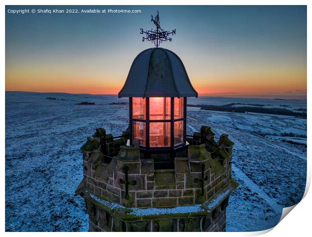 Winter Sunset at Darwen Tower, Lancashire Print by Shafiq Khan