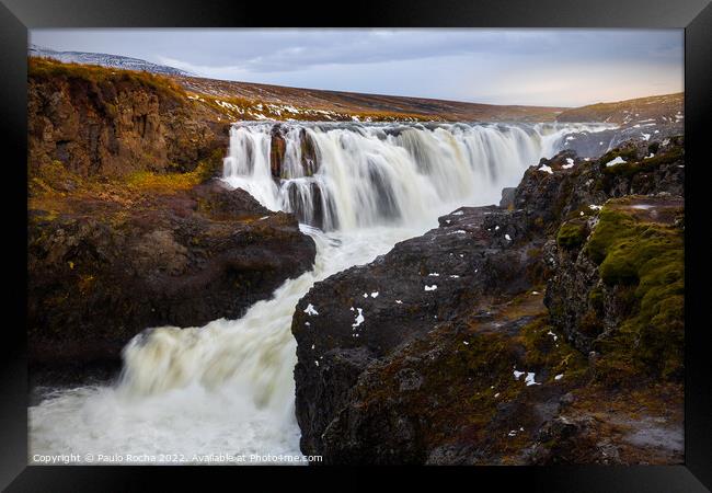 Kolufossar waterfall in Kolugljufur Iceland Framed Print by Paulo Rocha