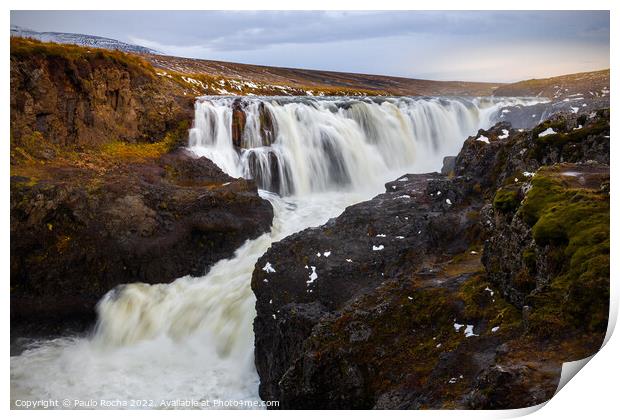 Kolufossar waterfall in Kolugljufur Iceland Print by Paulo Rocha