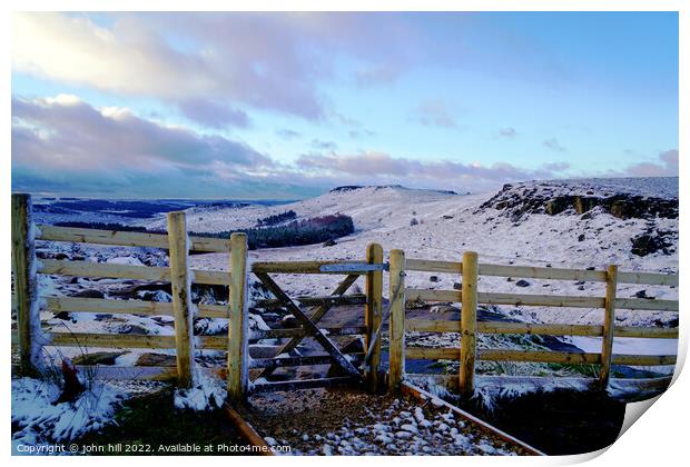 Higger Tor and Carl Wark in Winter Print by john hill