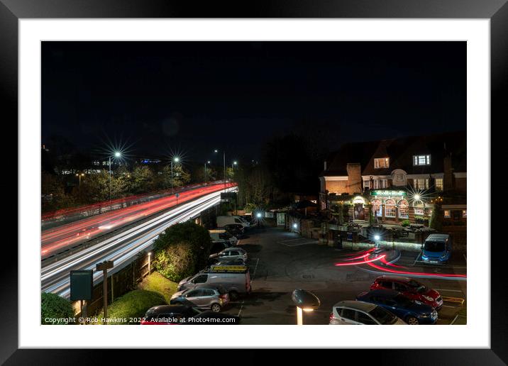 Light trails at Wooden bridge Framed Mounted Print by Rob Hawkins