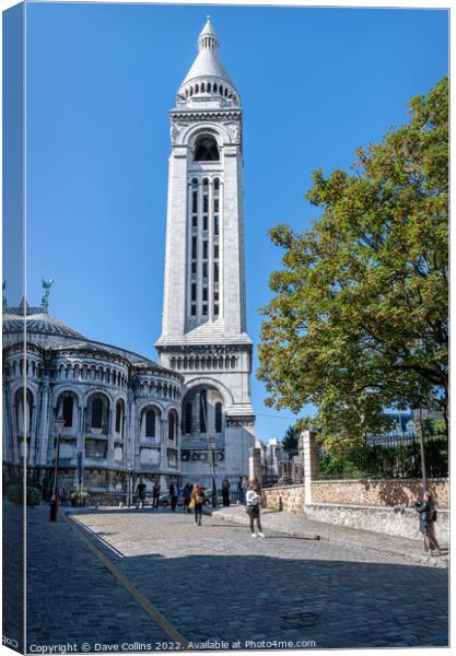 The bell tower of the Sacre Coeur from rue du Chevalier-de-La-Barre, Paris, France Canvas Print by Dave Collins